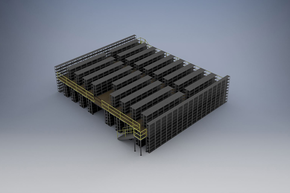 Shelf-Supported Mezzanine - CAD Rendering